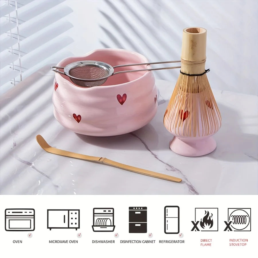 Heart Matcha Bowl 5pcs Set