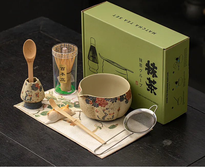Maneki Neko Matcha Bowl Set