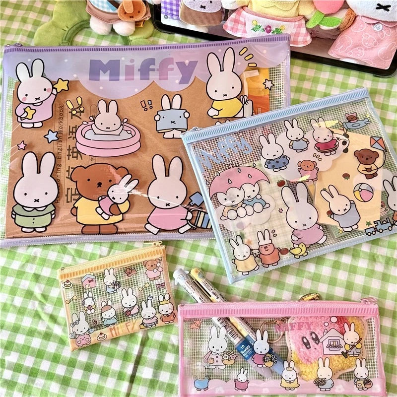 Miffy Kawaii Transparent Stationery Bag 4pcs Set