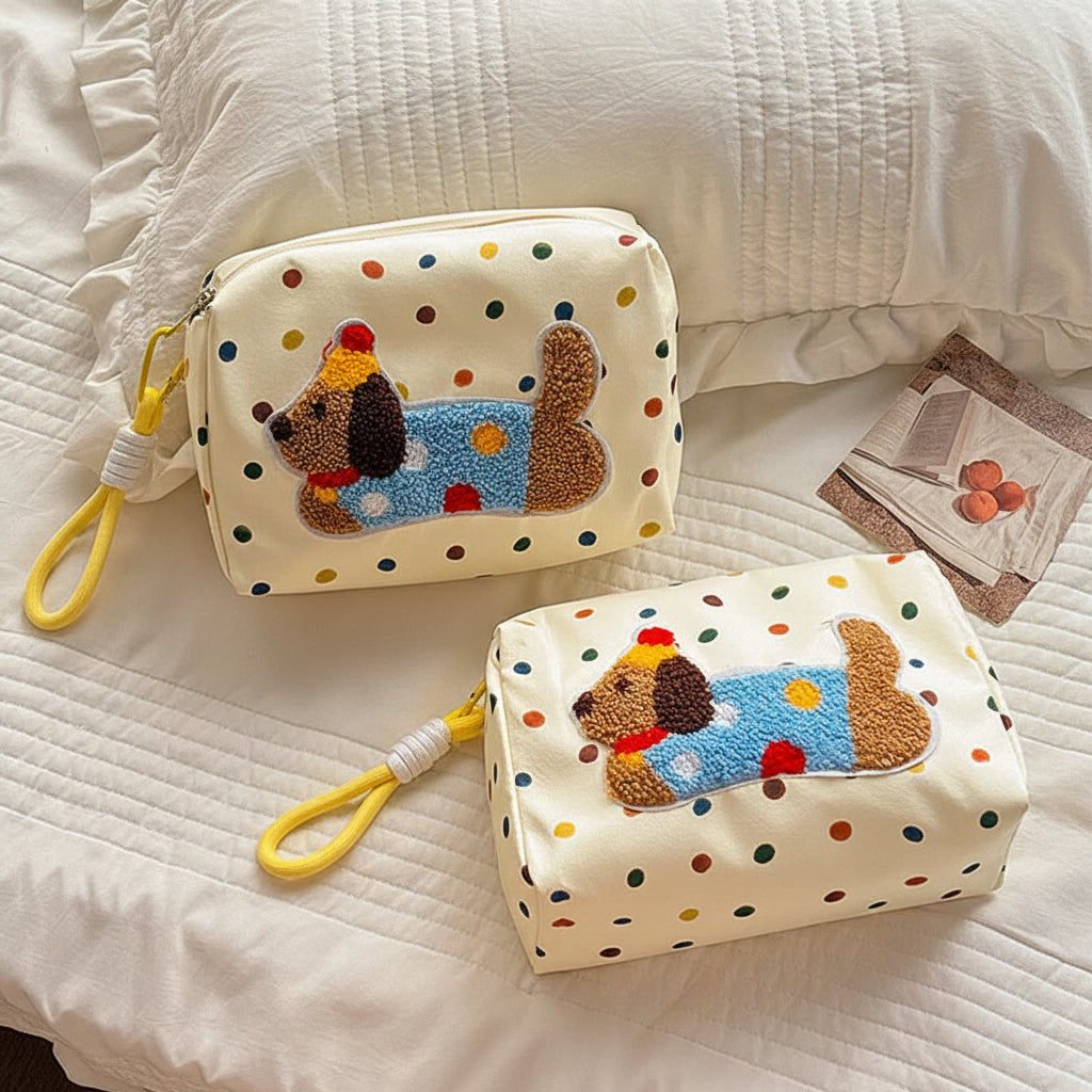 Dachshund Polkadot Cometic Bag