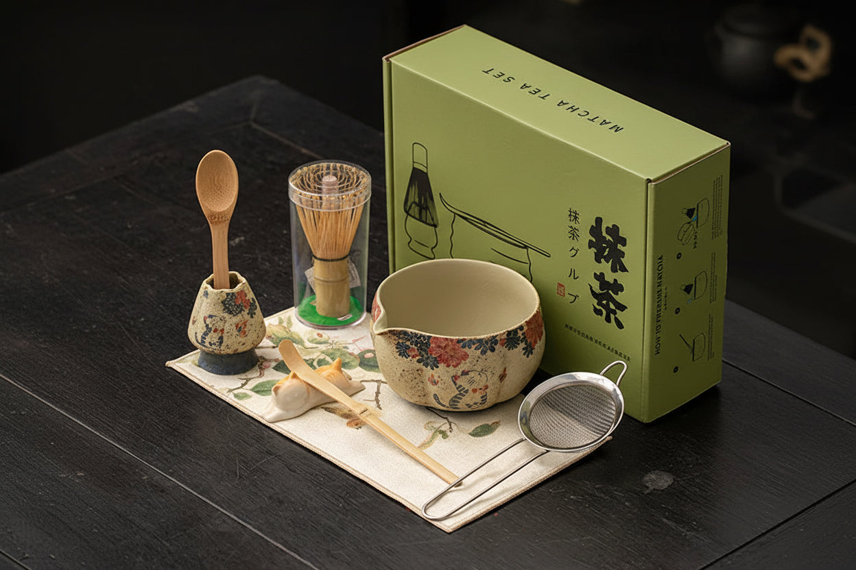 Maneki Neko Matcha Bowl Set