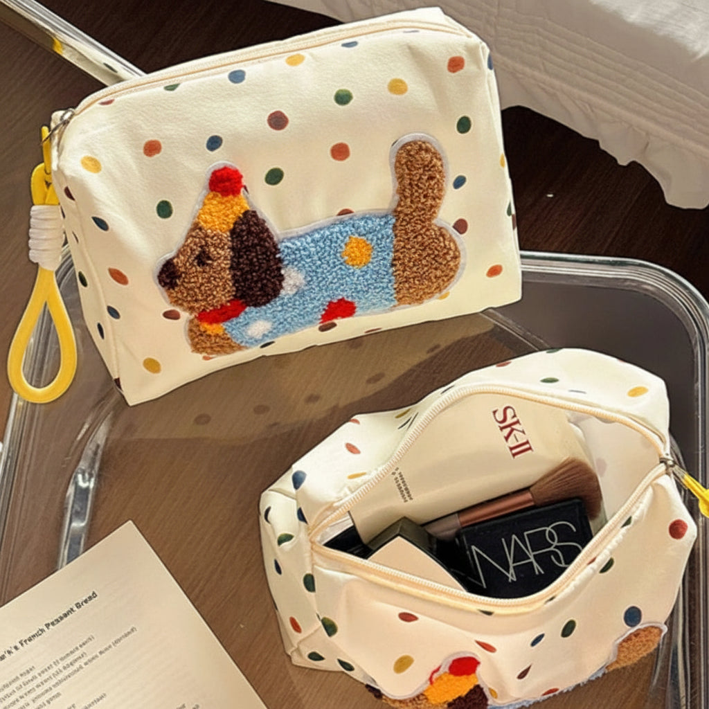 Dachshund Polkadot Cometic Bag