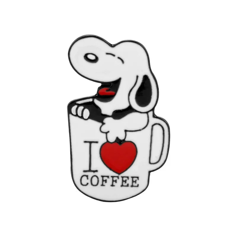 Snoopy I Love Coffee Brooch