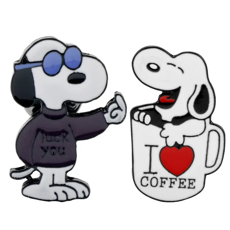 Snoopy I Love Coffee Brooch