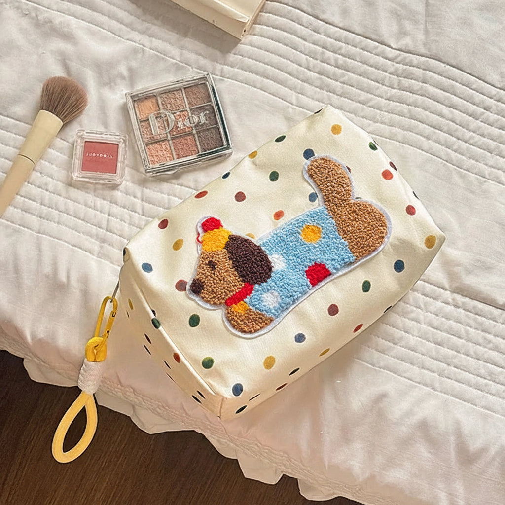 Dachshund Polkadot Cometic Bag