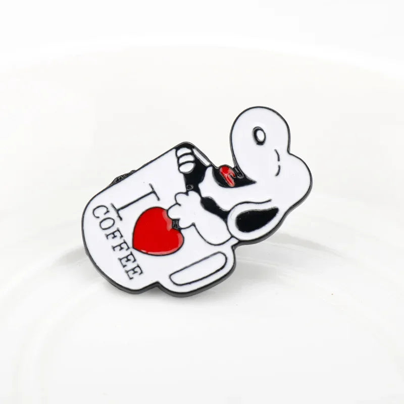 Snoopy I Love Coffee Brooch