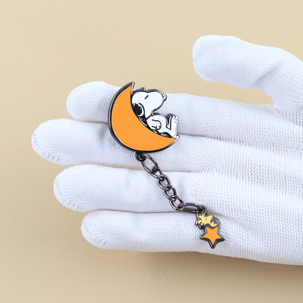 Snoopy Moon Brooch