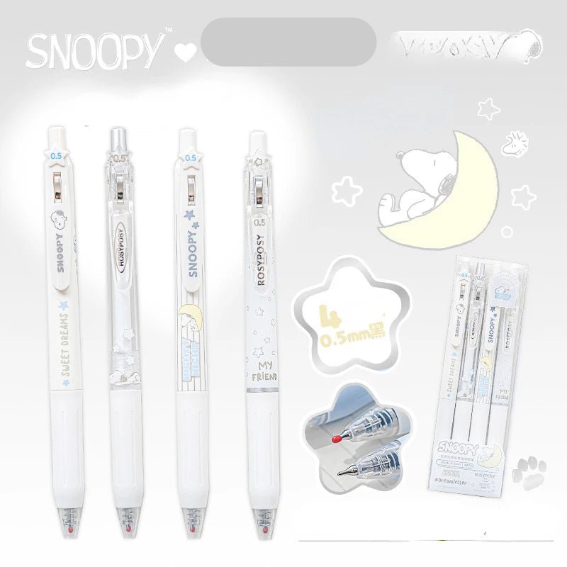 Snoopy 0.5mm Black Gel Pen 4pcs