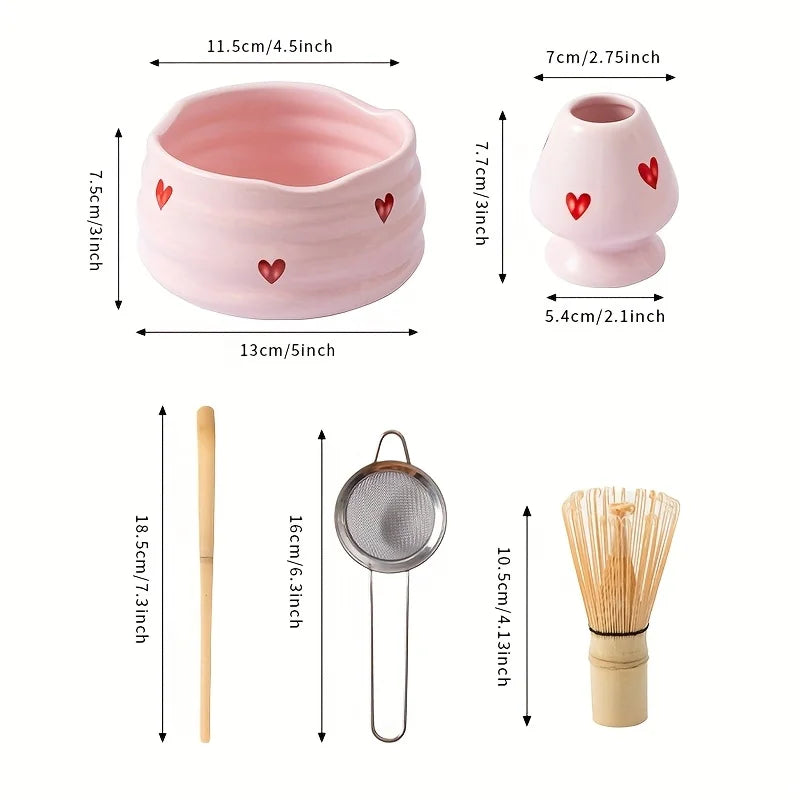 Heart Matcha Bowl 5pcs Set