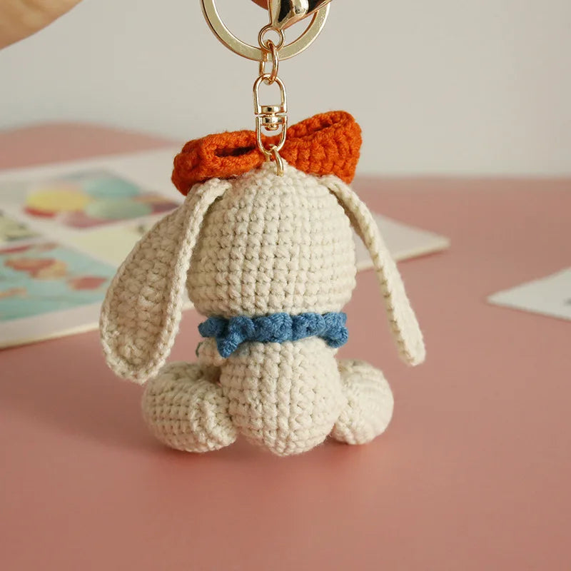 Kawaii Bow Bunny Crochet Keychain