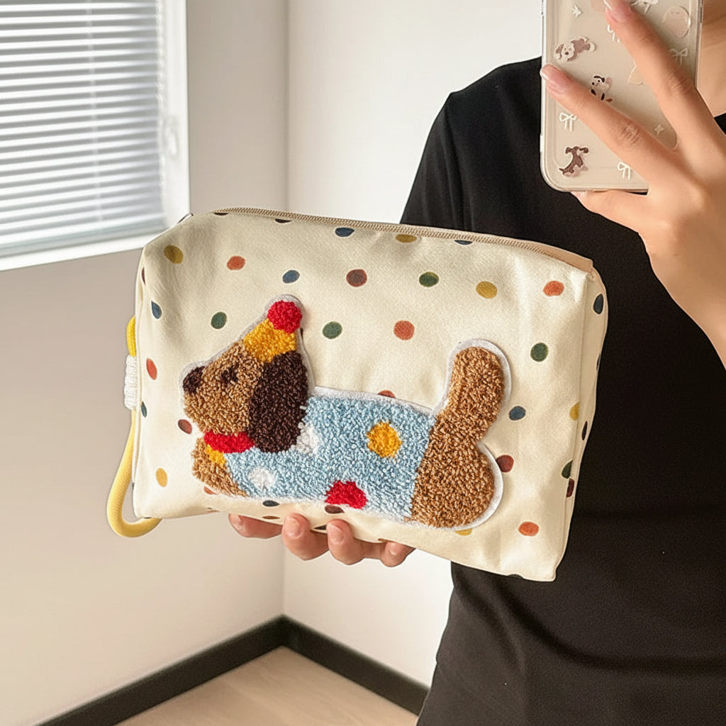 Dachshund Polkadot Cometic Bag