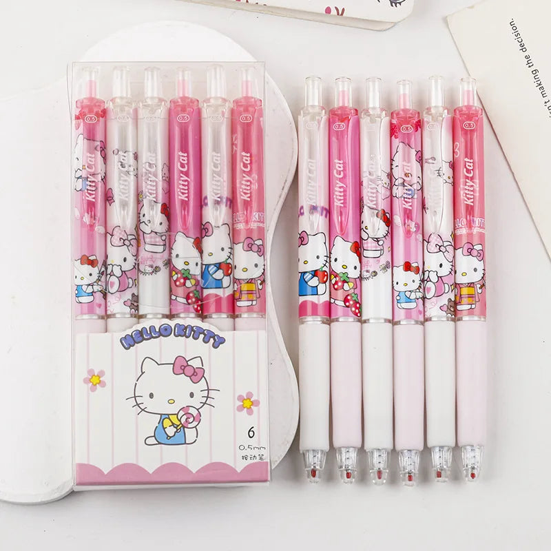 Hello Kitty 0.55mm Black Gel Pens 6pcs